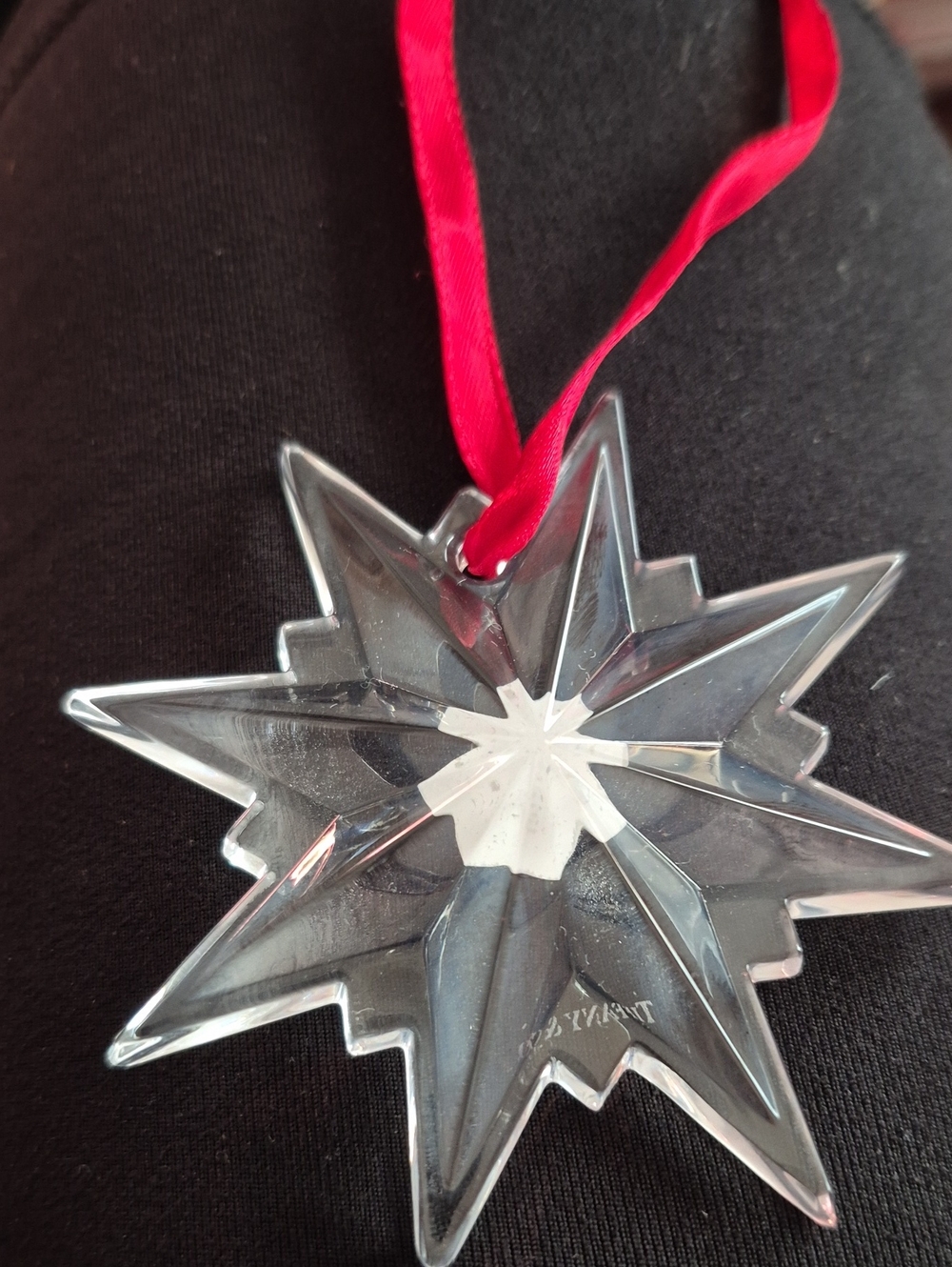 Tiffany & Co. Crystal Star Ornament with Red Ribbon